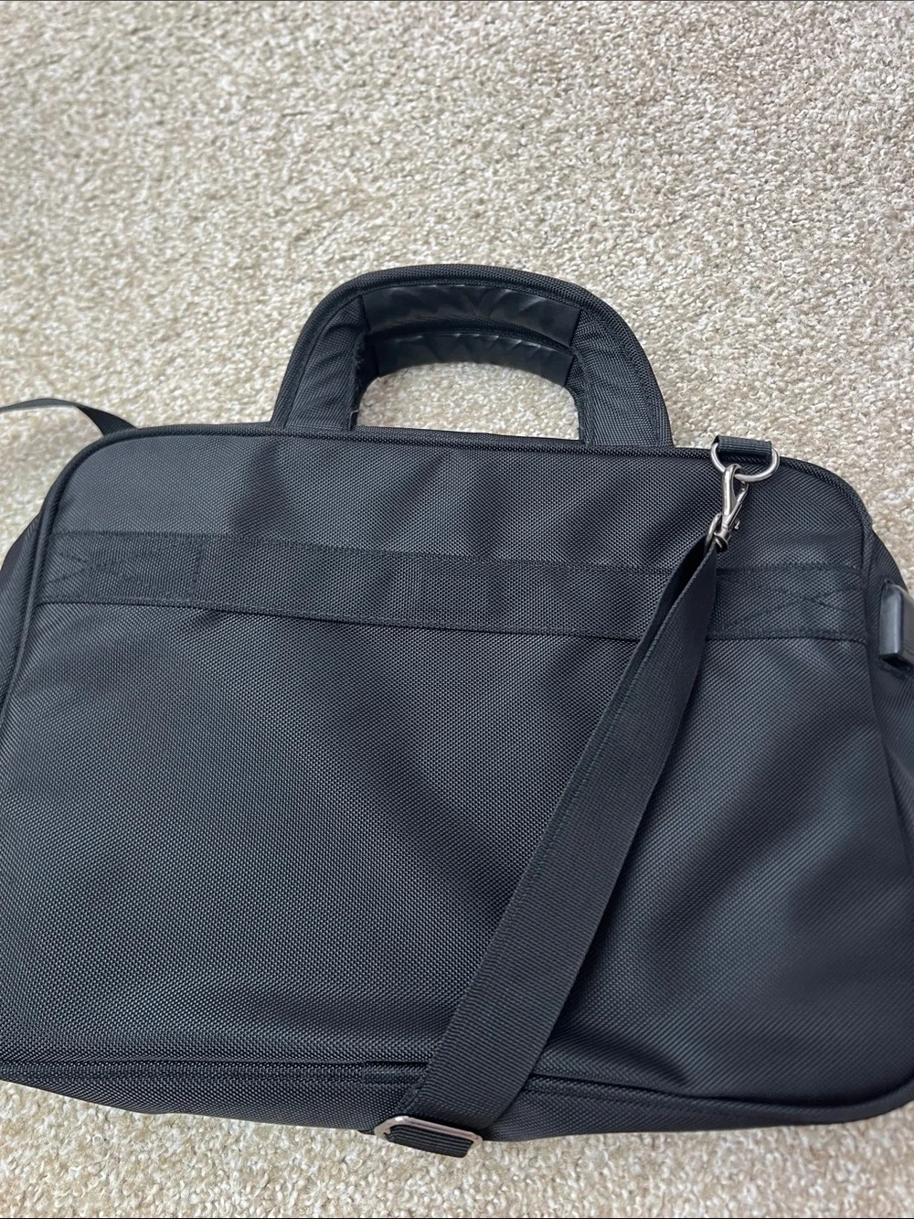Black Men's Laptop Briefcase with Detachable Shoulder Strap